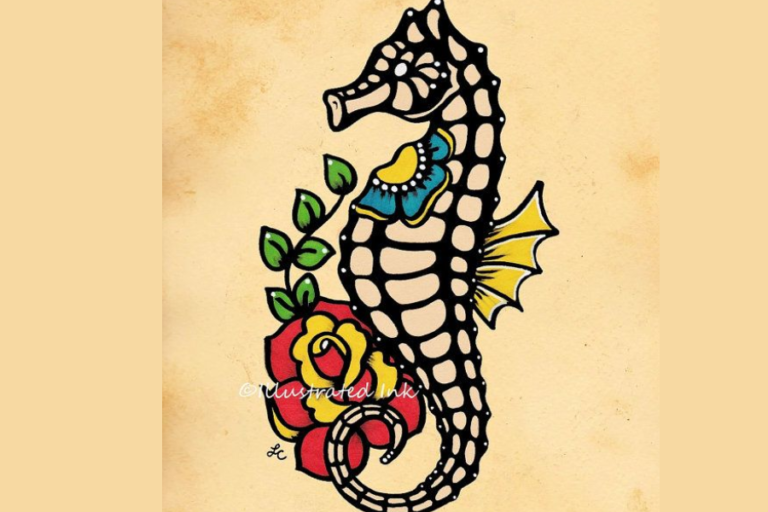 old school seahorse tattoo